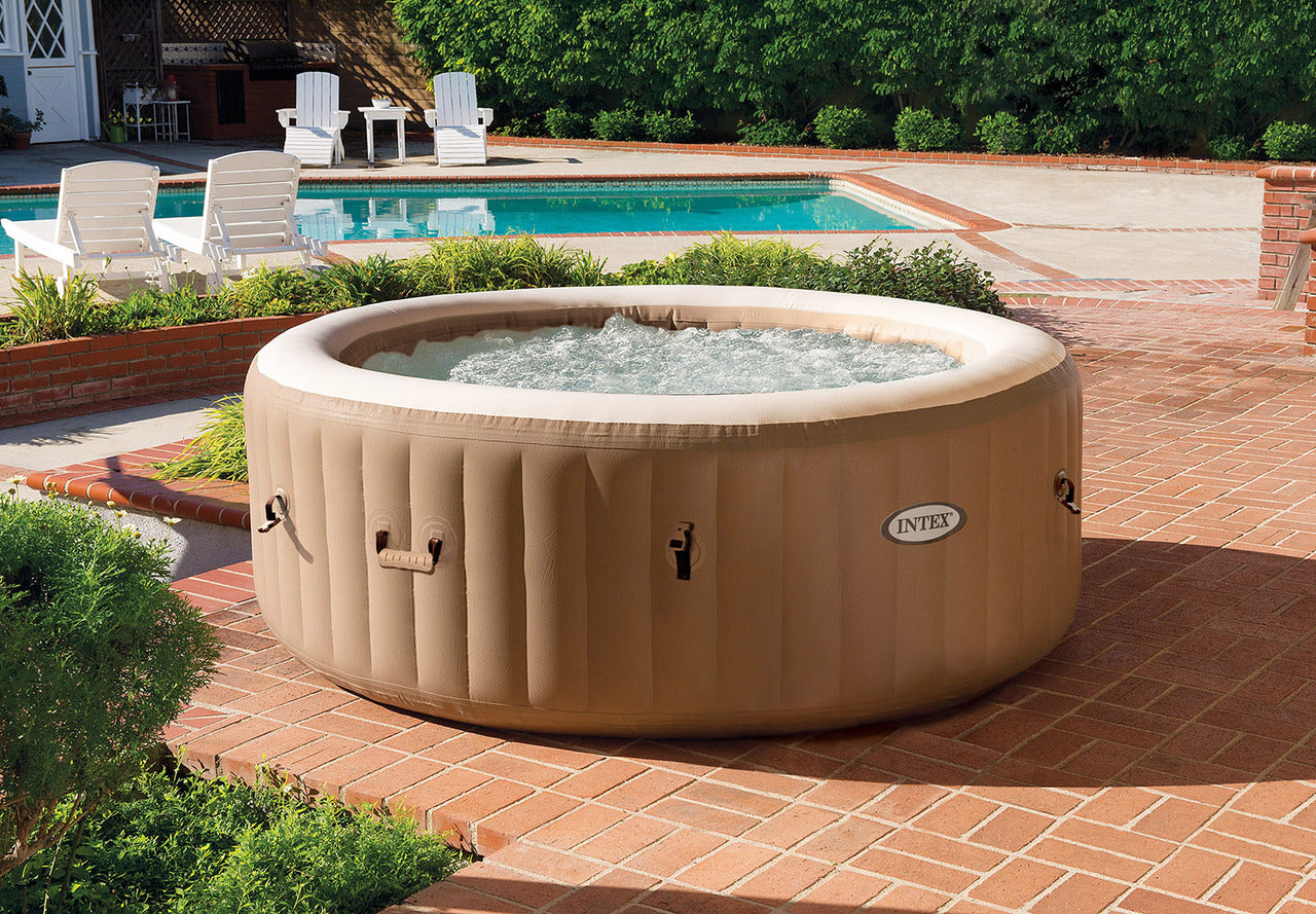 INTEX  PureSpa Bubble Massage Spa with Energy Efficient Spa Cover 77" X 28" For Up To 4 Person