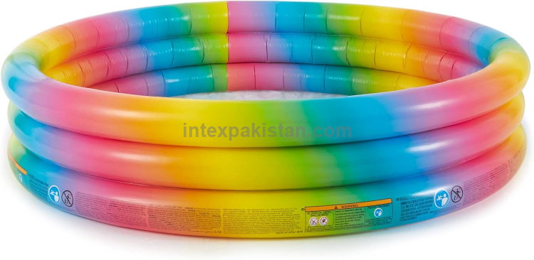 INTEX Rainbow Ombre (66"x15") 3 Ring Circular Baby Pool Ages 2+ Years