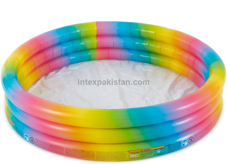 INTEX Rainbow Ombre (66"x15") 3 Ring Circular Baby Pool Ages 2+ Years