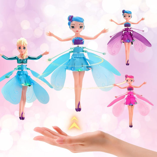 Flying Fairy Doll with LED Lights, Hand-Sensor Control, USB Rechargeable, Pink Purple Blue (Pink)