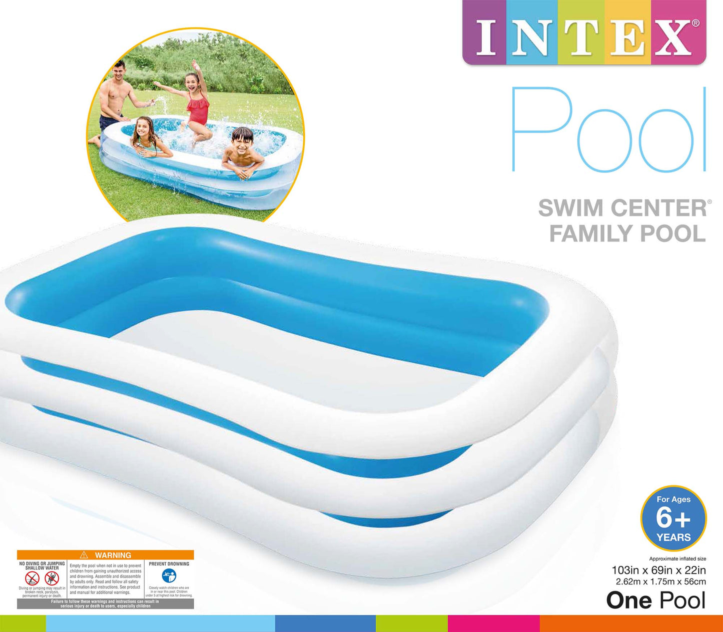 INTEX 8ft x 5.8ft x  22" Swim Center Family Pool