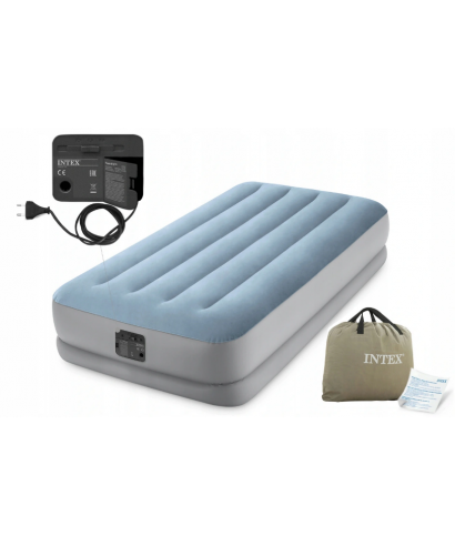 INTEX Air Bed (39"x75"x14") Dura Beam Plus Fiber Tech-Technology Raised Comfort Twin Bulit-in Electric Pump